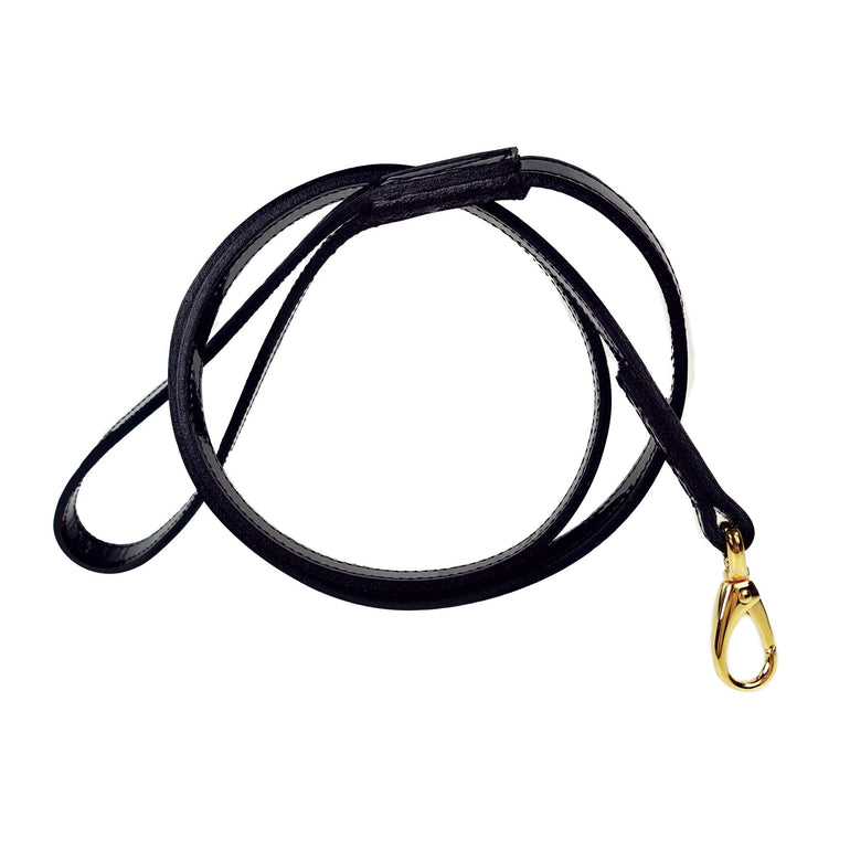 Holiday lead in black patent & gold