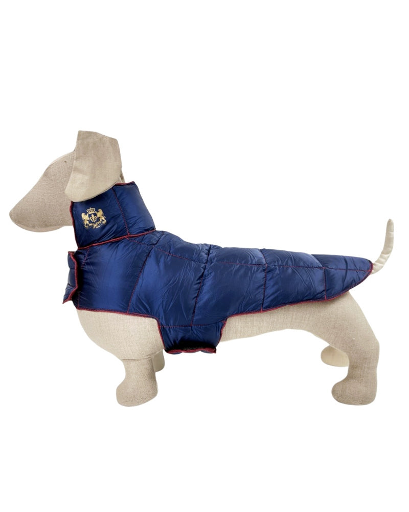 Ultralite Reversible Down Dog Coat in Navy Blue & Merlot