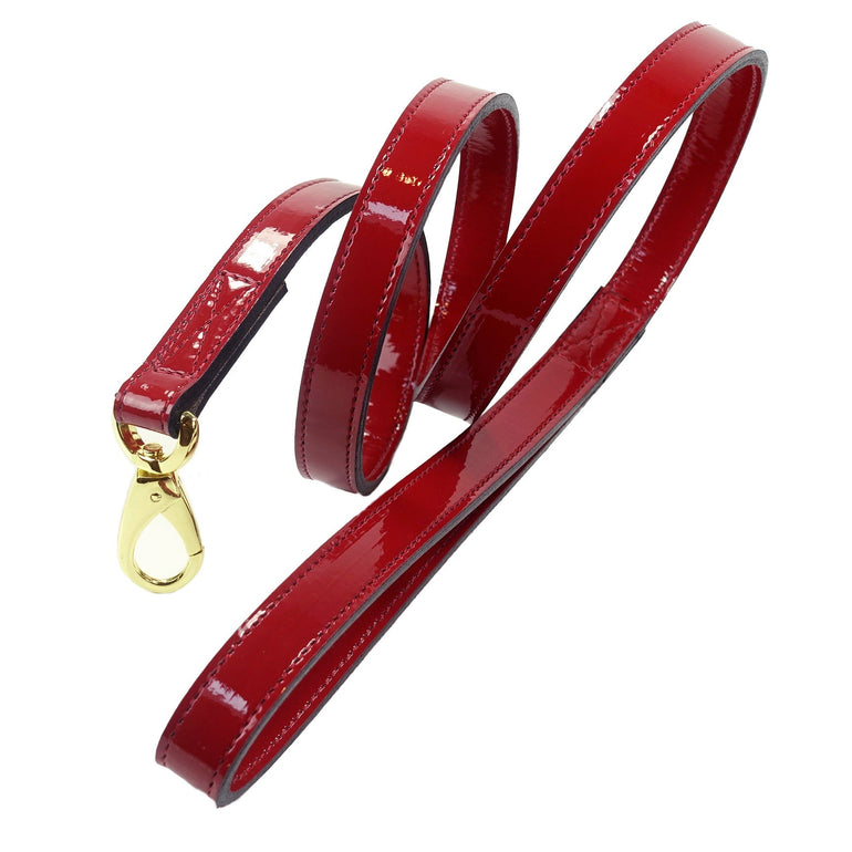Italian Red Patent Leather & Gold Lead