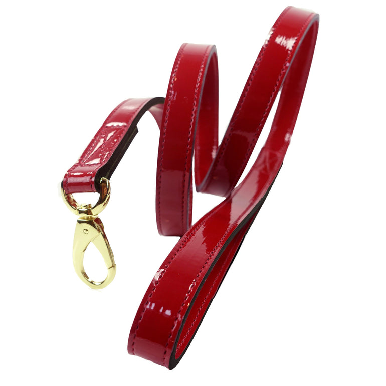 Italian Red Patent Leather & Gold Lead