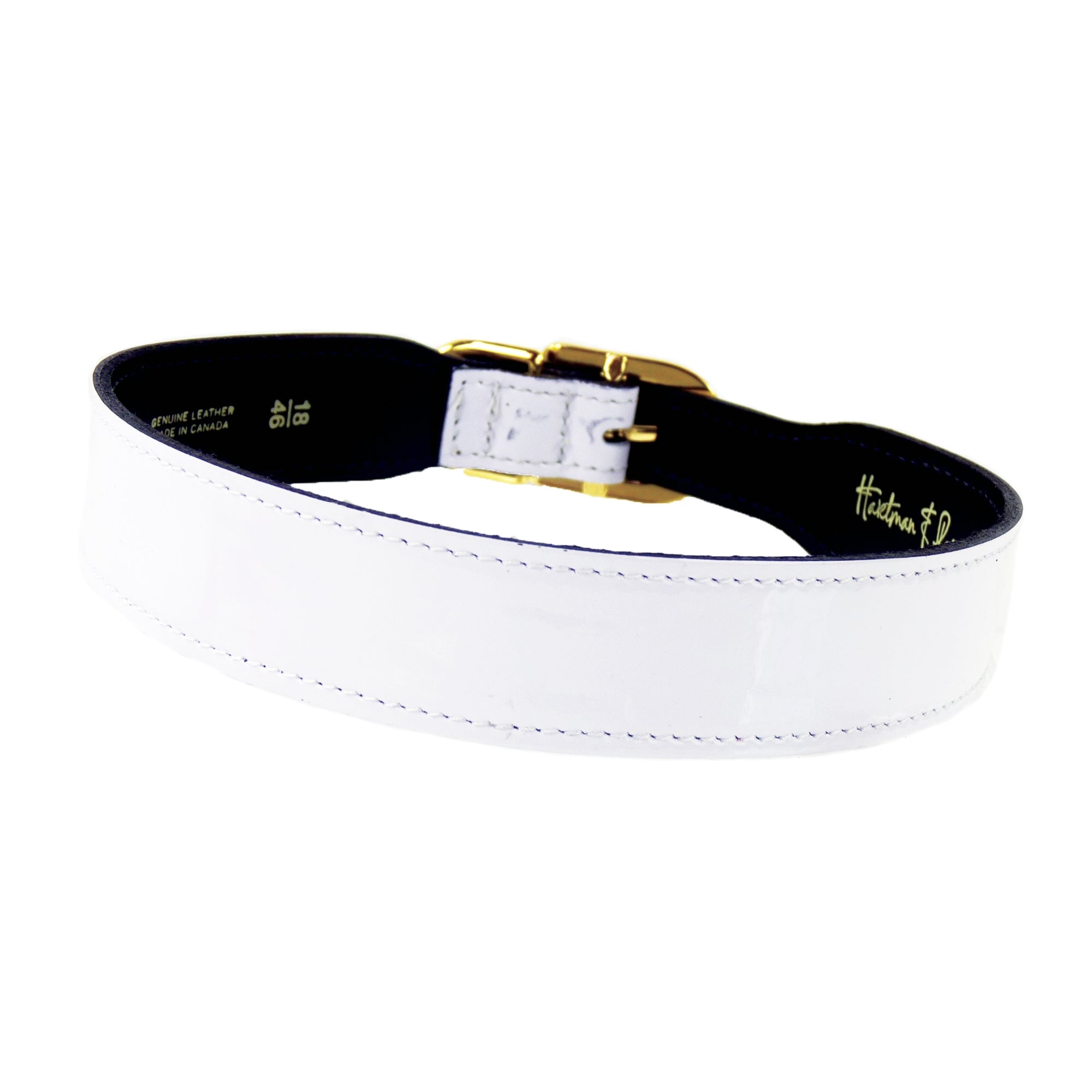 Italian White Patent Leather in Gold