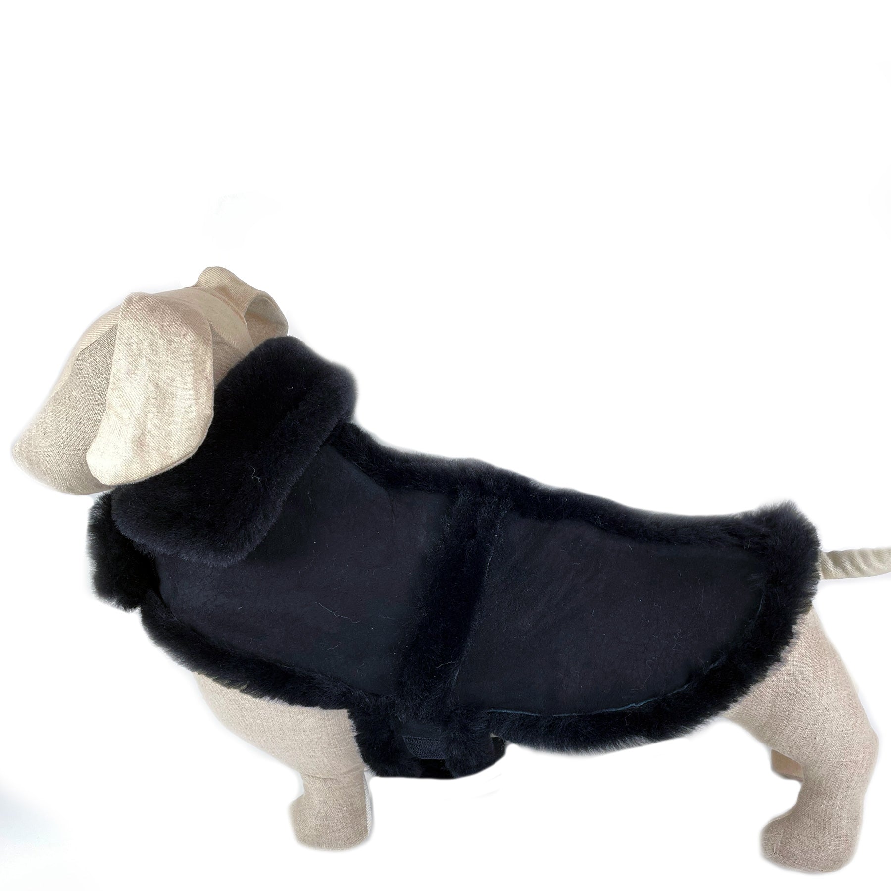 Black Natural Shearling Dog Coat