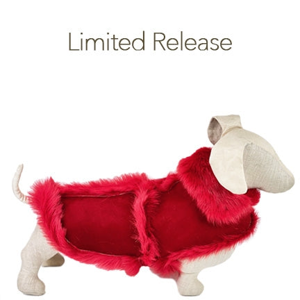 Red Long Haired Shearling Dog Coat