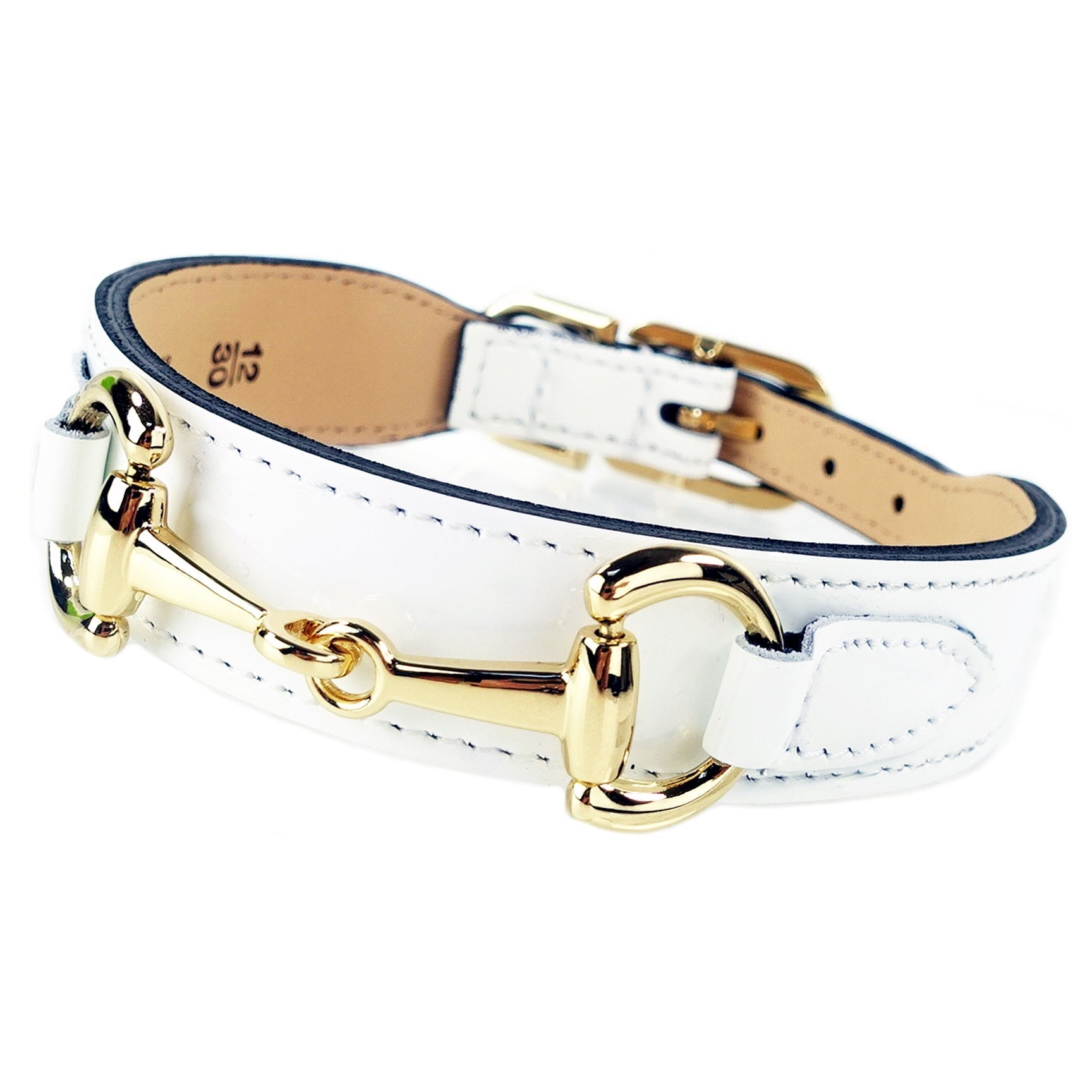 Belmont in White Patent & Gold