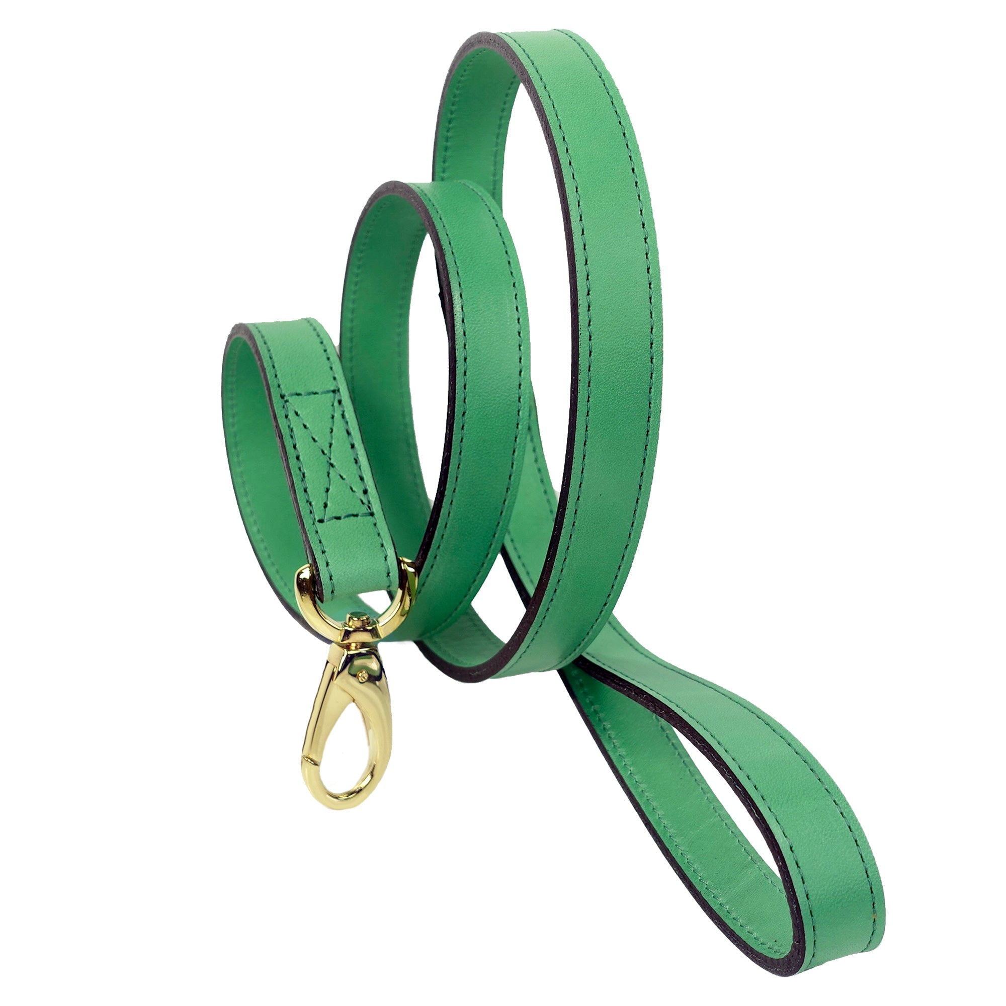 Italian Emerald Green Leather & Gold Lead