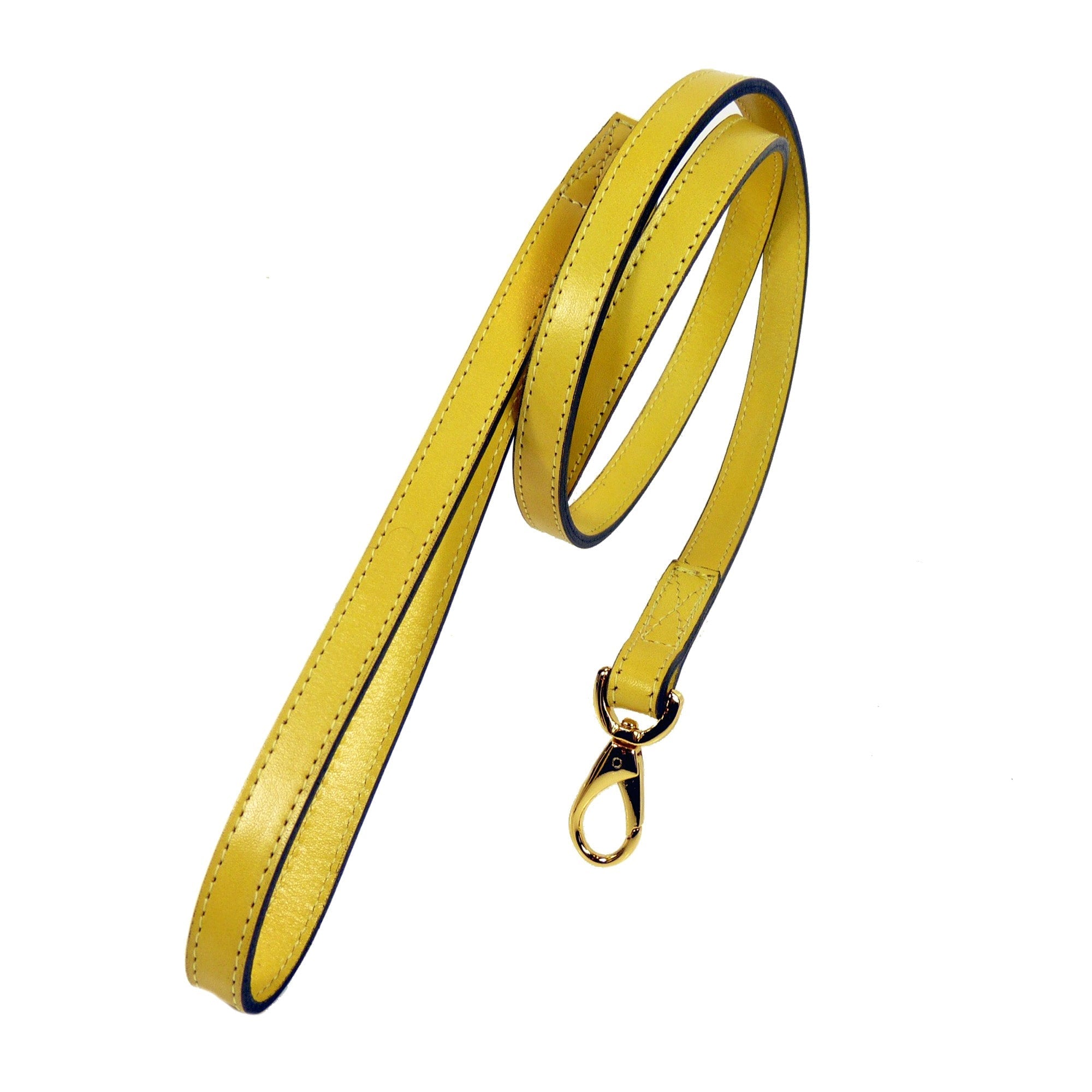 Italian Canary Yellow Leather & Gold Lead