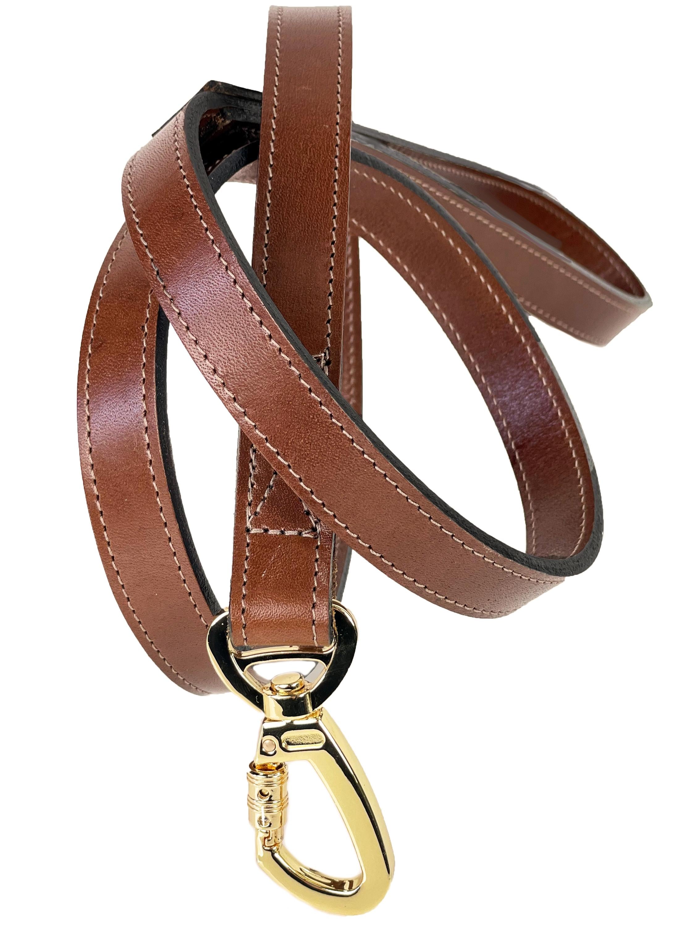 Italian Rich Brown Leather & Gold Lead