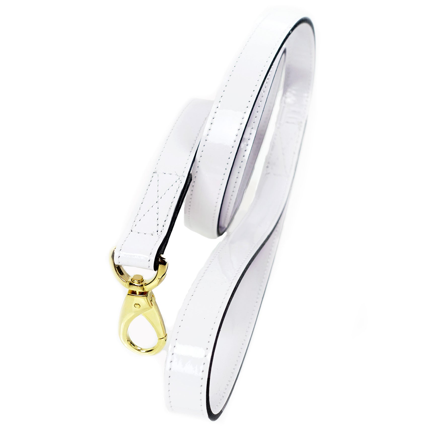 Italian White Patent Leather & Gold Lead