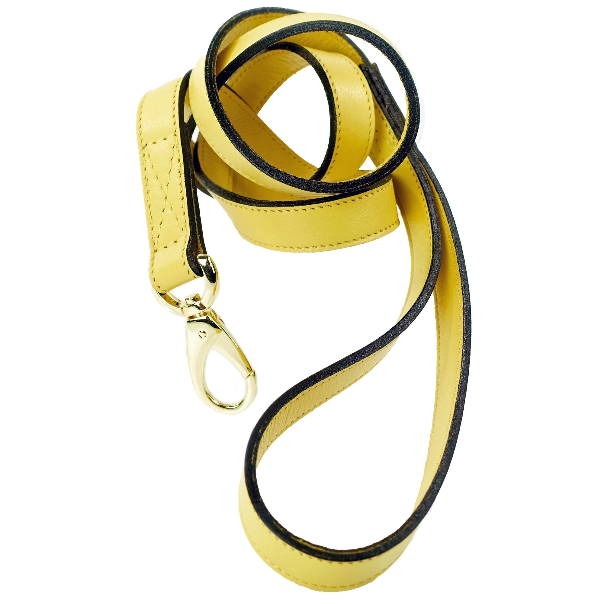 Italian Canary Yellow Leather & Gold Lead
