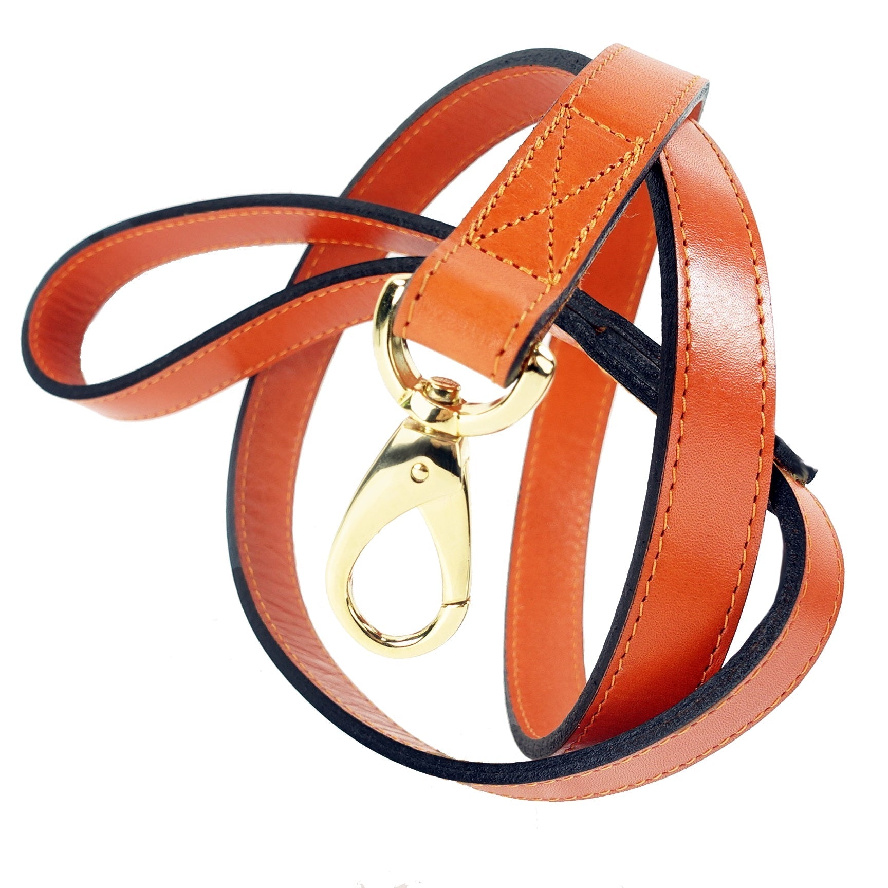 Italian Tangerine Orange Leather & Gold Lead