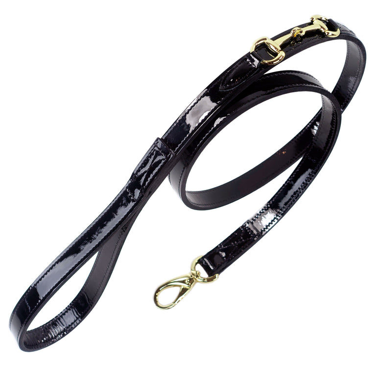 Belmont Lead in Black Patent & Gold