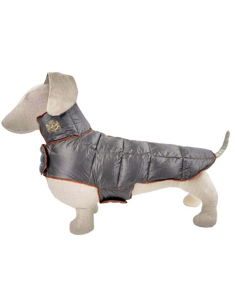 Ultralite Reversible Down Dog Coat in Taupe & Burnt Orange